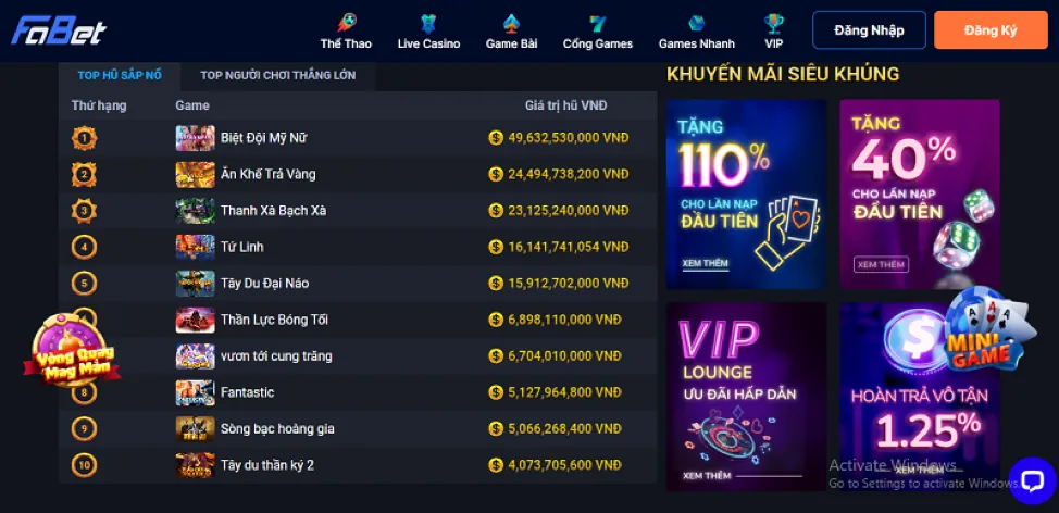 Ưu đãi đặc biệt VN138M cho từng sảnh game